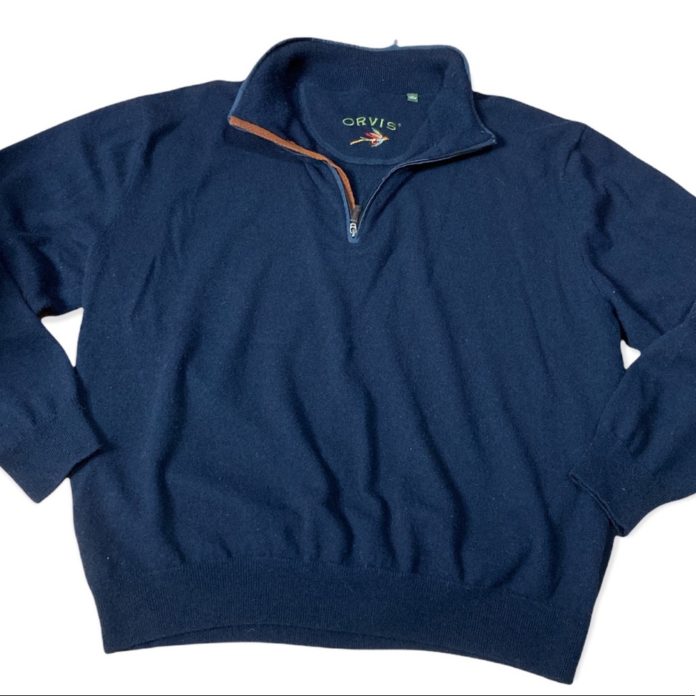 Orvis soft blue cotton cashmere blend sweater size XXL